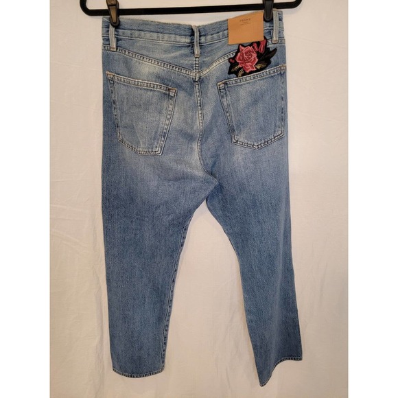 Frame Denim Le Original Size 27 Rose Lake Embroirdered Jeans Straight Leg - Picture 3 of 5